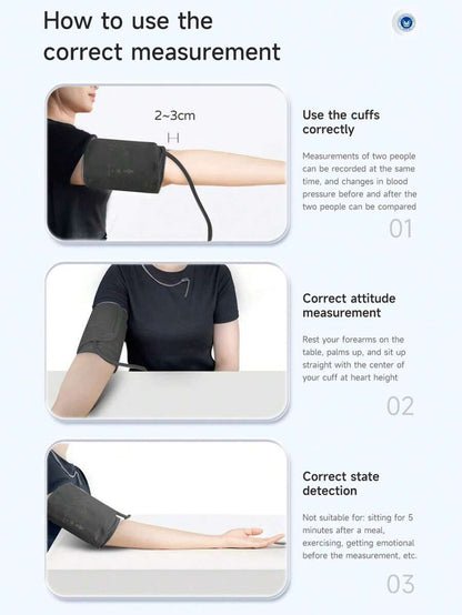جهاز قياس ضغط الدم عن طريق الذراع قابل لإعادة الشحن - شاشة LED رقمية، سوار للبالغين 22-32 سم