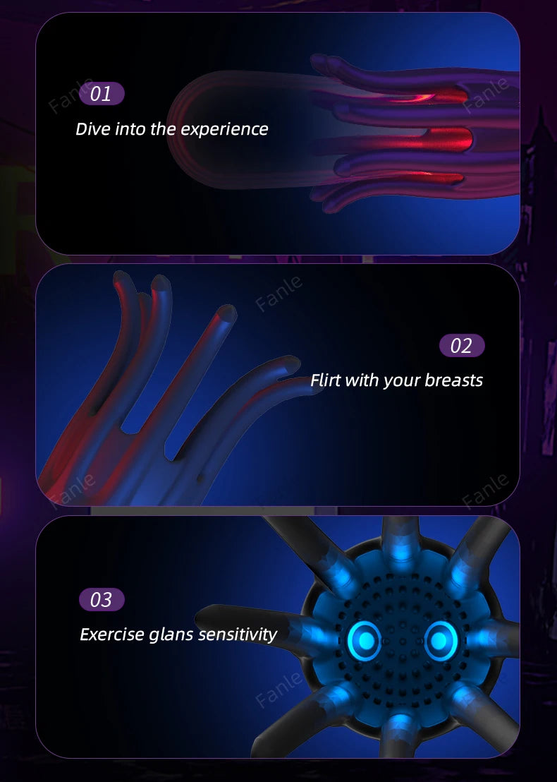 جهاز تحفيز حشفة الذكر، لعبة استمناء دوارة أوتوماتيكية بـ 10 أوضاع